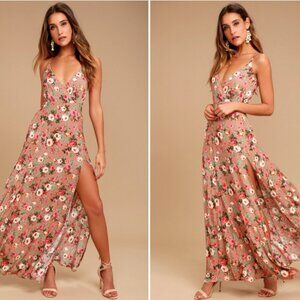 Lulus Everlasting Bliss Blush Floral Maxi Dress